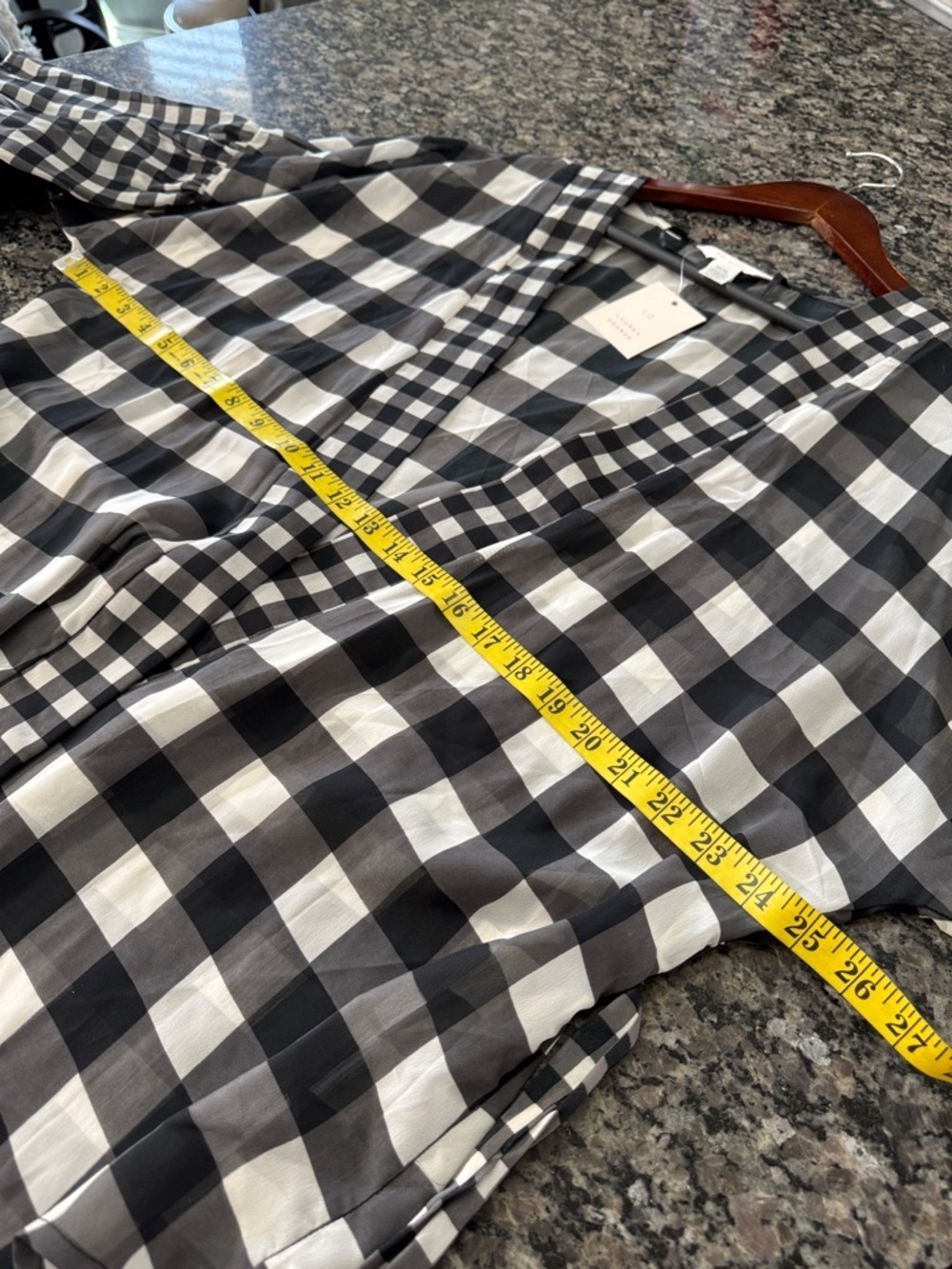 LC Lauren Conrad Black and White Gingham Open sheer Cardigan one size - Picture 7 of 11